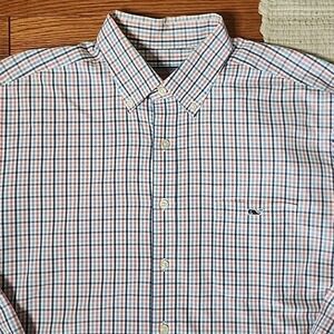 Vineyard Vines Slim Fit Tucker Shirt XL Red White Blue Gingham Check Button Prep